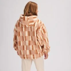 Sherpa Printed Zip Hoodie - Women's -Chic Clothing Store BLUTANPRI D1