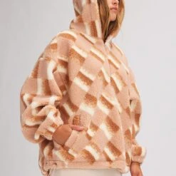 Sherpa Printed Zip Hoodie - Women's