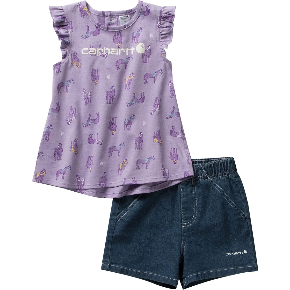 Carhartt Horse Print SS T-Shirt & Denim Short Set - Toddler Girls' 5 Carhartt Horse Print SS T-Shirt & Denim Short Set - Toddler Girls' - Image 3