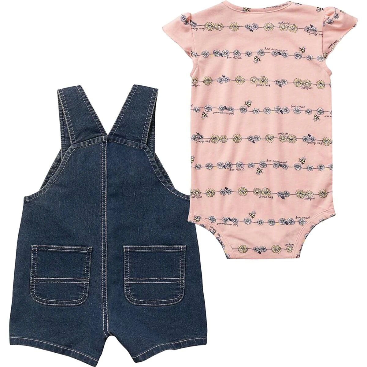 Carhartt Daisy Chain SS Bodysuit & Denim Shortall Set - Infant Girls' 3 Carhartt Daisy Chain SS Bodysuit & Denim Shortall Set - Infant Girls'