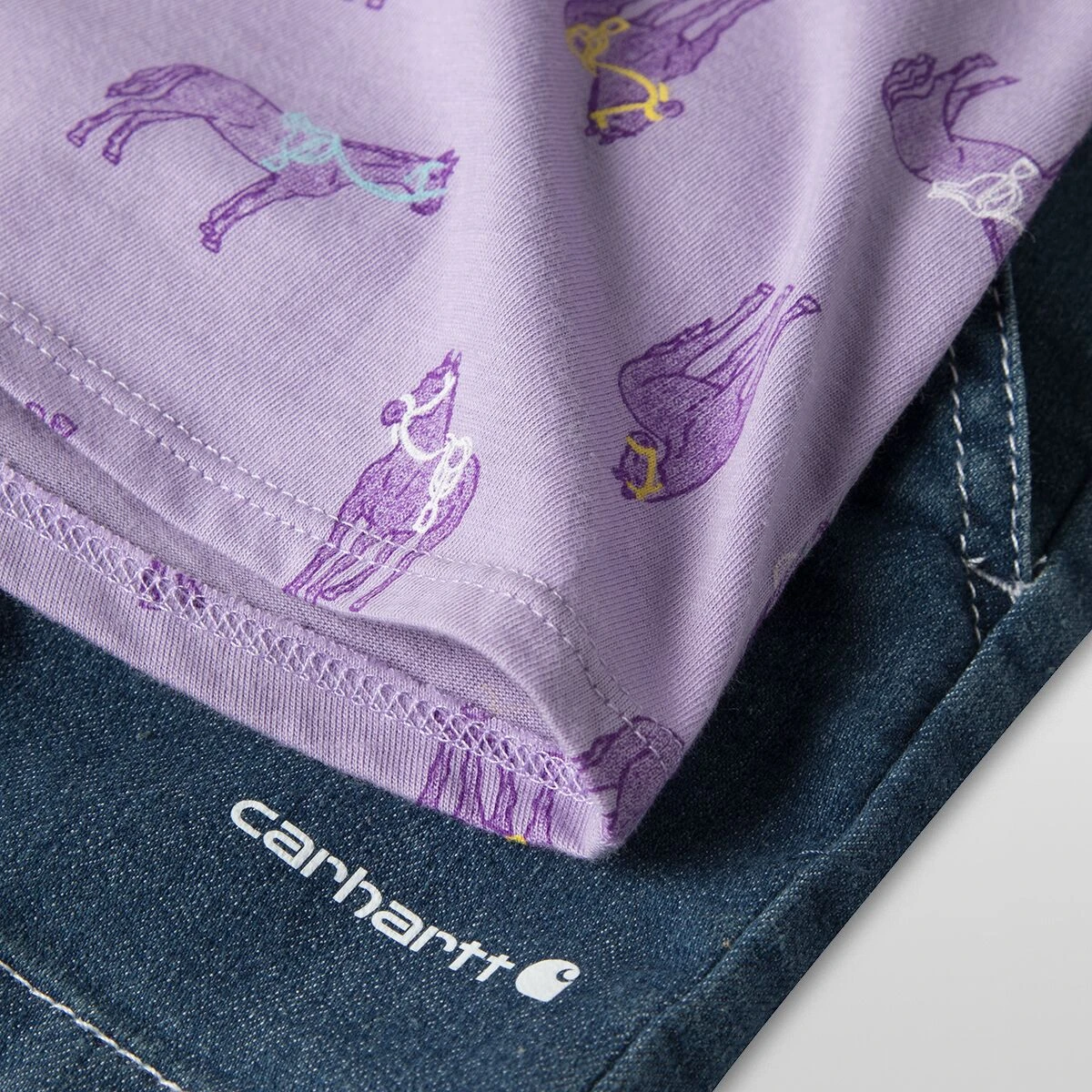 Carhartt Horse Print SS T-Shirt & Denim Short Set - Toddler Girls' 7 Carhartt Horse Print SS T-Shirt & Denim Short Set - Toddler Girls' - Image 5
